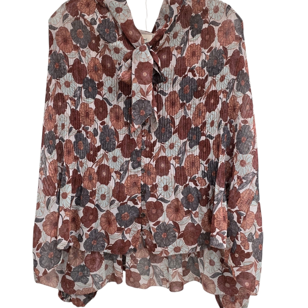 Wilfred Floral Blouse in Brown and Gray